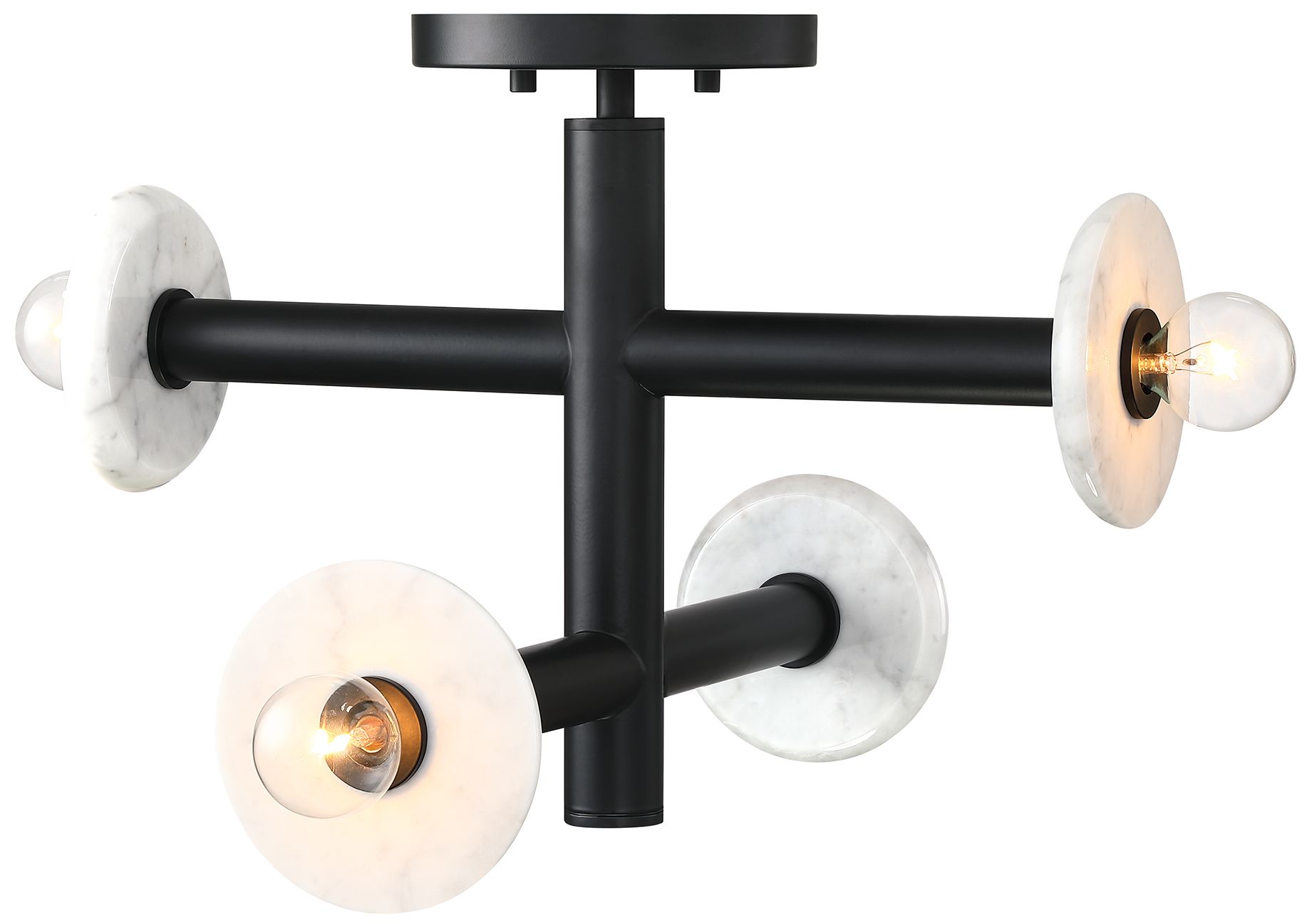 Image 4 Fina 16 in. 4-Light Matte Black Modern Semi Flush Mount more views