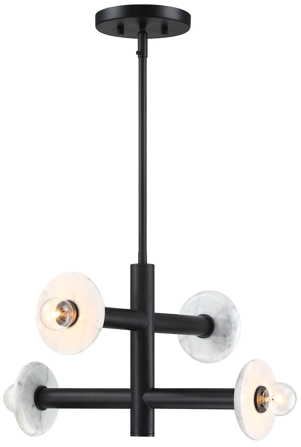 Fina 16 in. 4-Light Matte Black Modern Semi Flush Mount