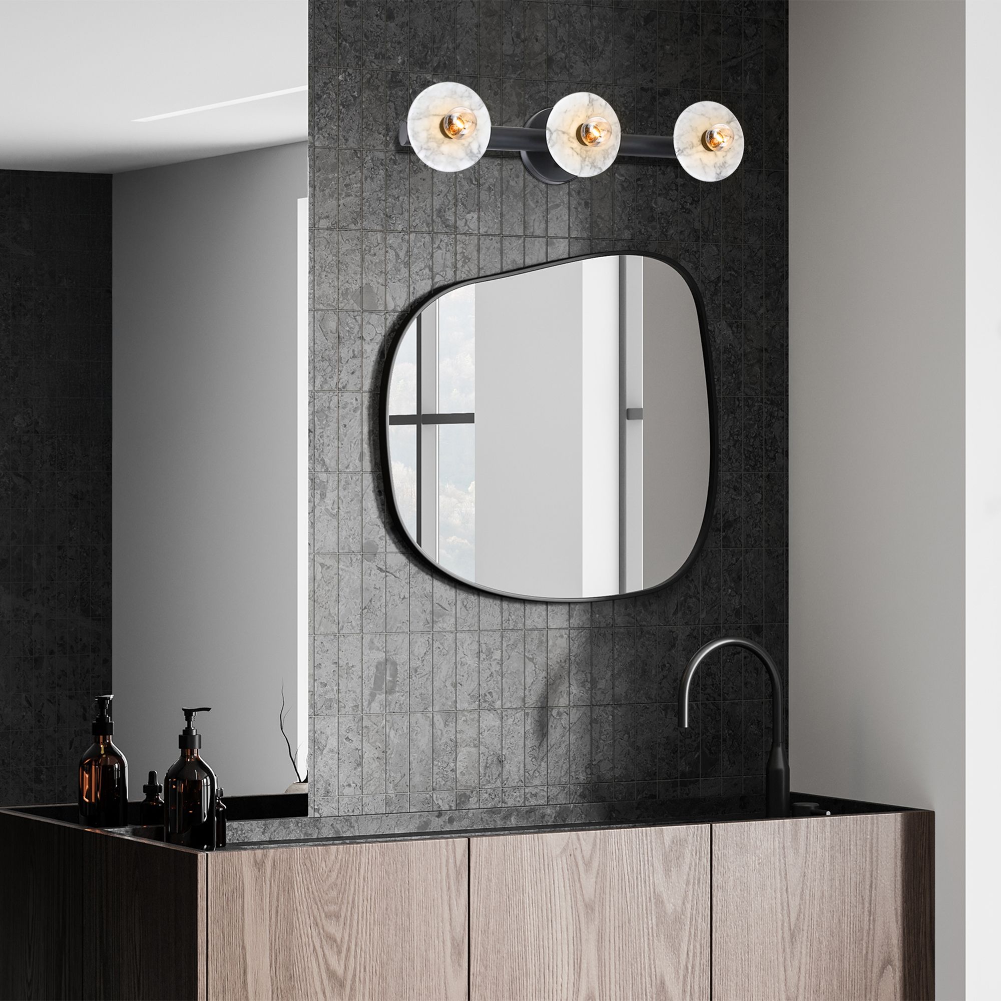 Fina 24.75 in. 3-Light Matte Black Vanity Wall Light