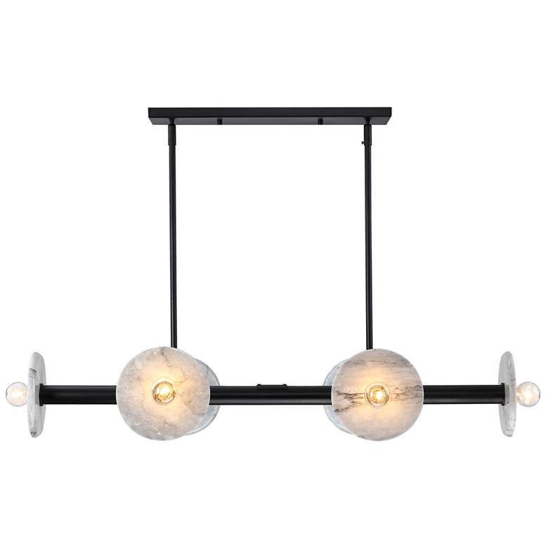 Image 1 Fina 6-Light Matte Black Modern Linear Chandelier for Dining Areas