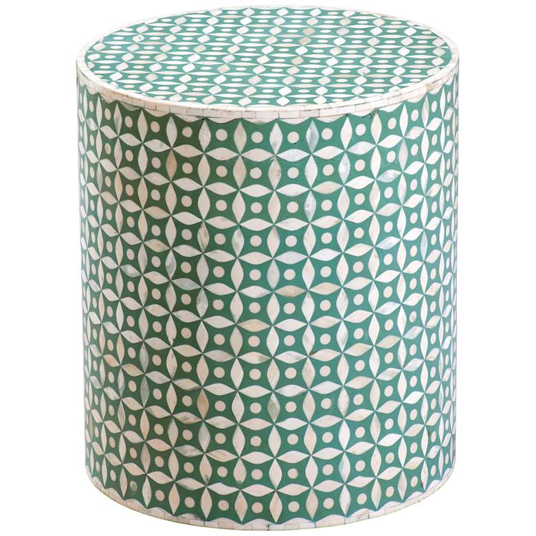 Image 1 Finch 18" Seafoam Green and Natural Bone Accent Table