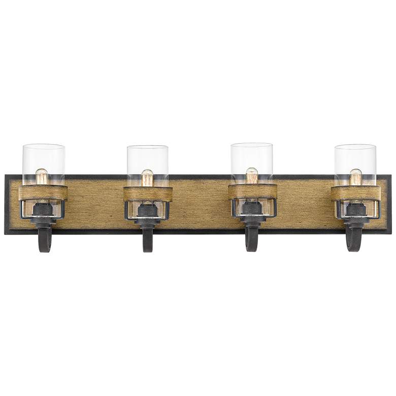 Image 1 Finch 33 1/2"W Aged Walnut and Gray Ash 4-Light Bath Light