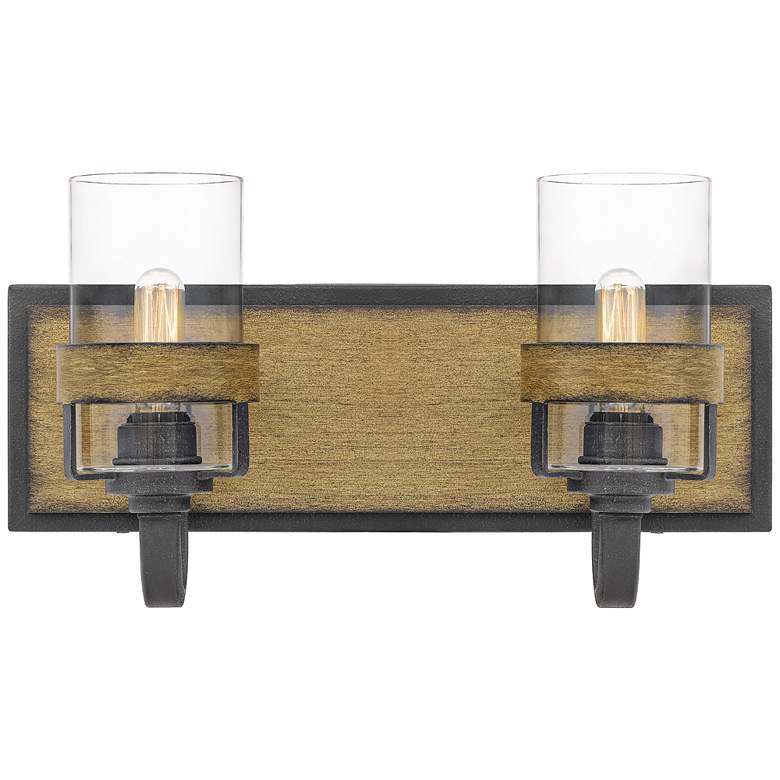 Image 1 Finch 8 3/4"H Aged Walnut and Gray Ash 2-Light Wall Sconce