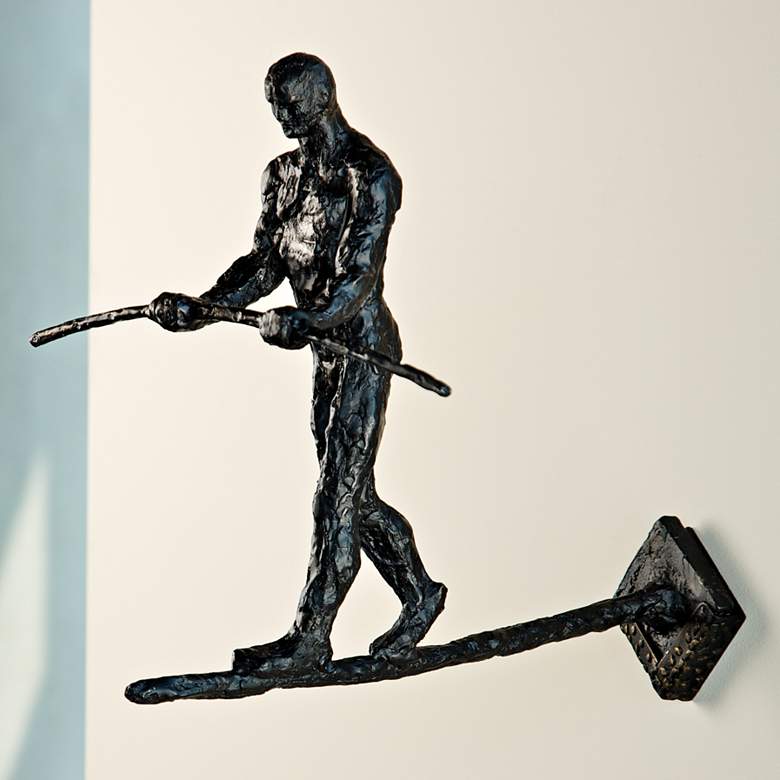 Image 1 Finding Balance 13 1/4 inchH Cast Iron Figurative Wall Sculpture