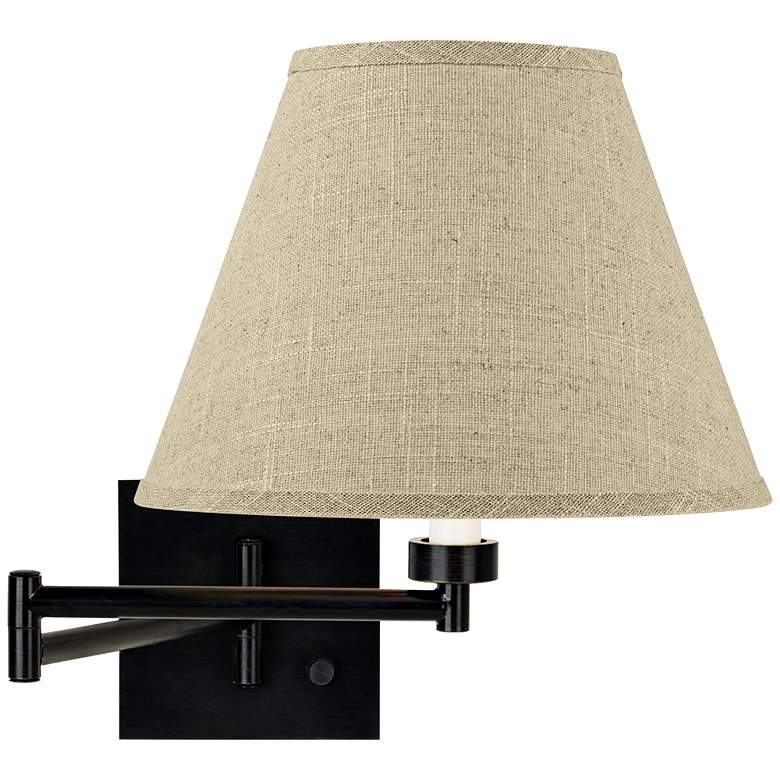 Image 1 Fine Burlap Empire Espresso Plug-In Swing Arm Wall Lamp