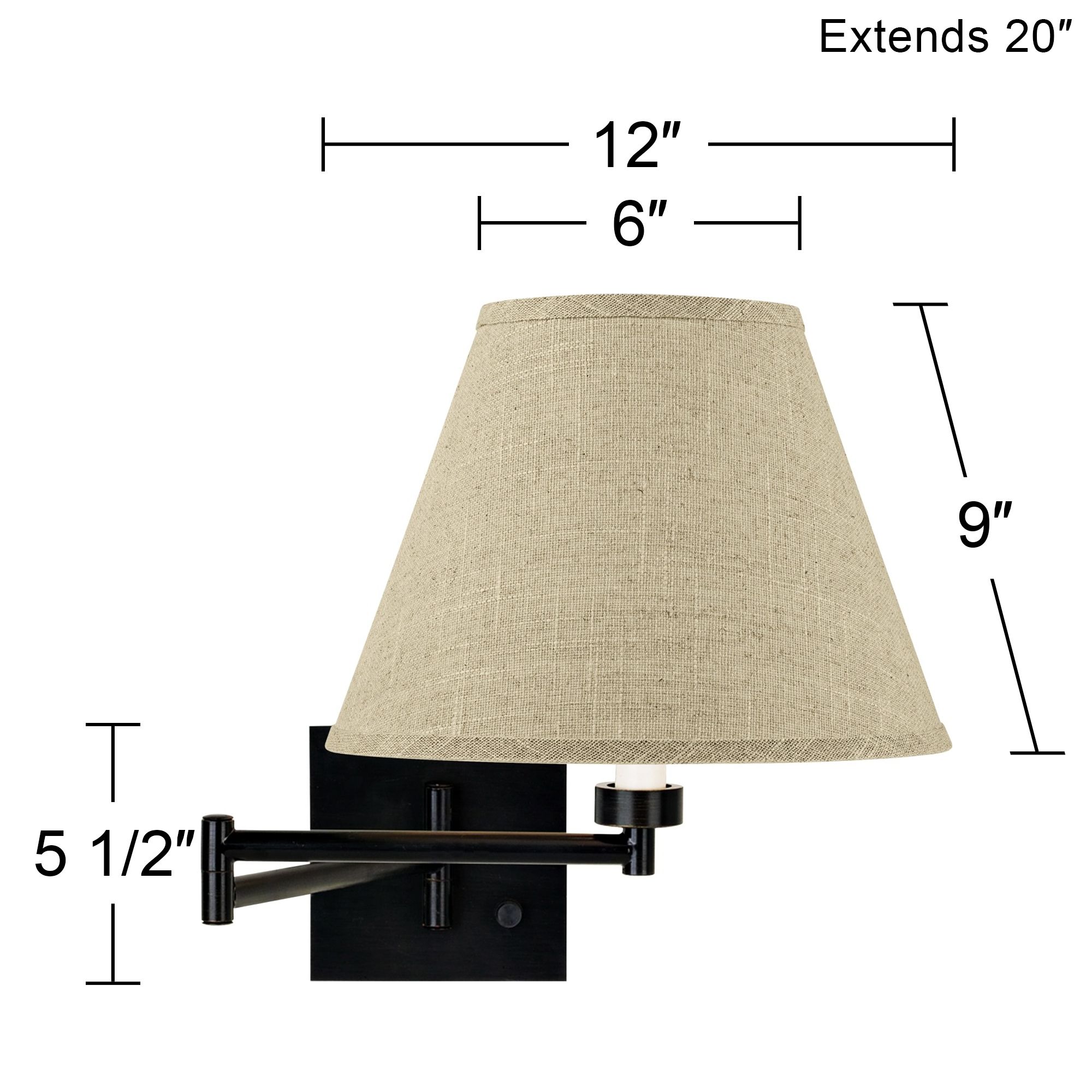 Image 3 Fine Burlap Empire Espresso Plug-In Swing Arm Wall Lamp more views