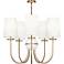 Fineas 35 1/4" Wide Off-White Shade Aged Brass Chandelier
