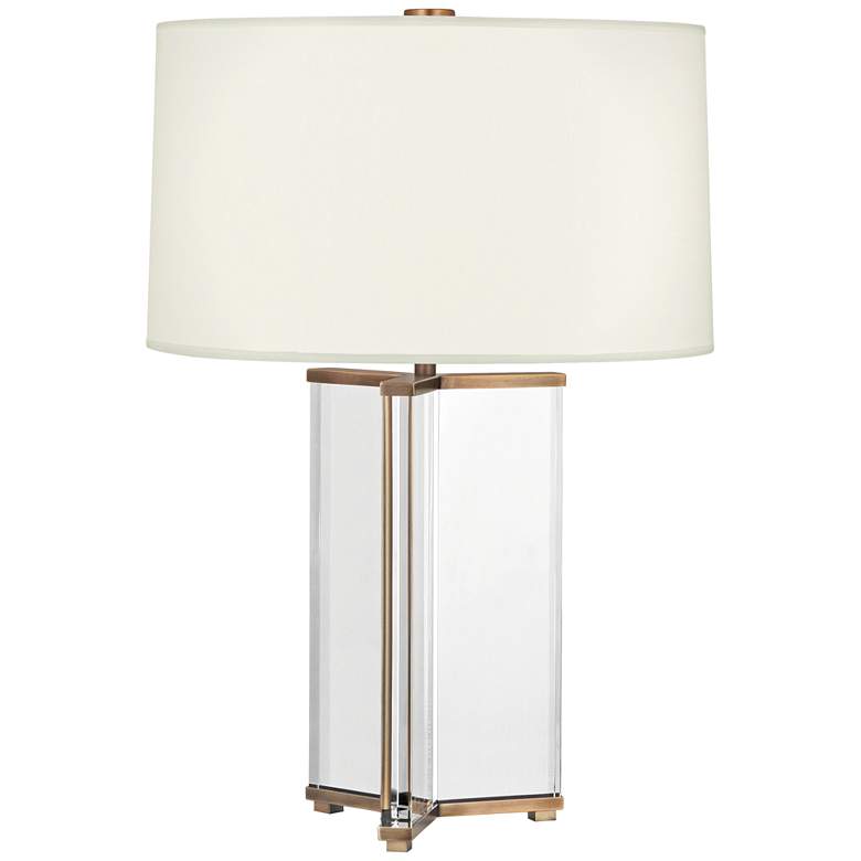 Image 1 Fineas Aged Brass Crystal Table Lamp with Ascot Cream Shade