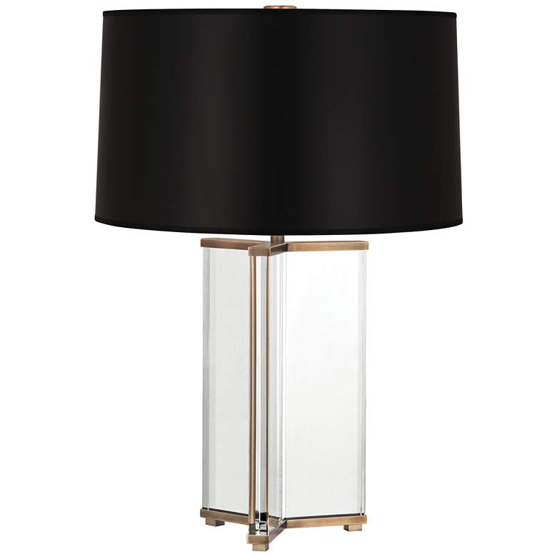Image 1 Fineas Aged Brass Crystal Table Lamp with Black Opaque Shade
