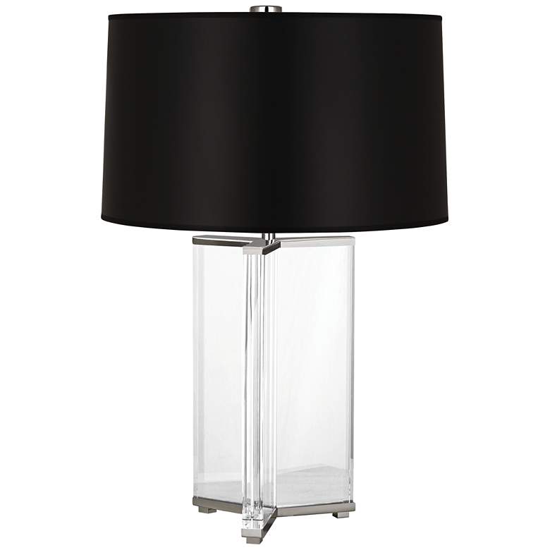 Image 1 Fineas Nickel Crystal Table Lamp with Black Opaque Shade