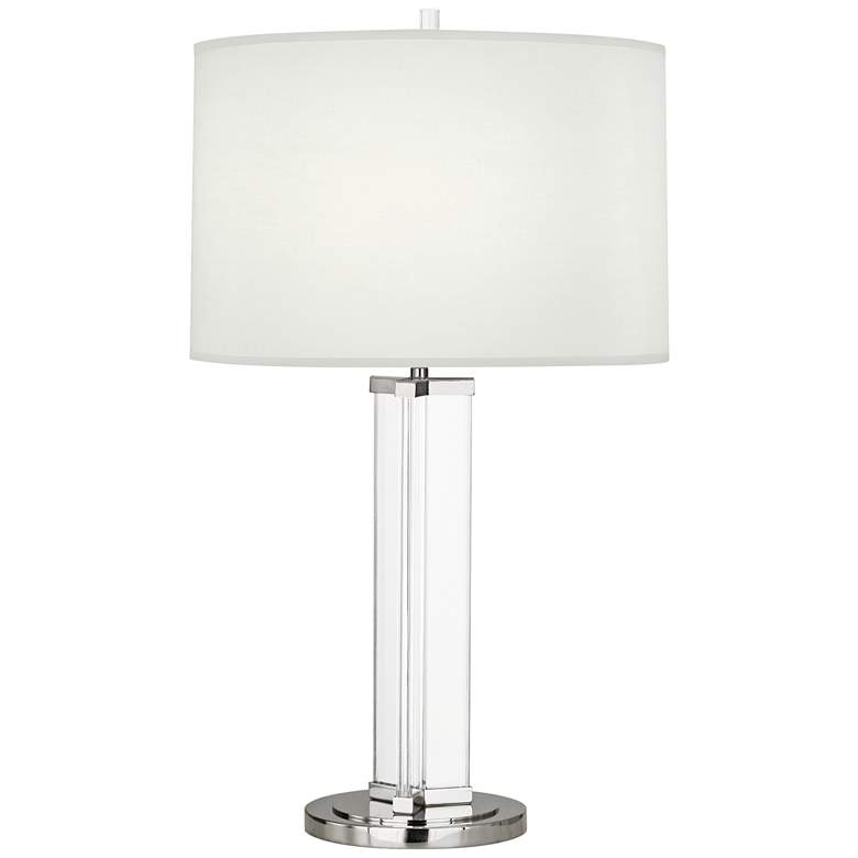 Image 1 Fineas Polished Nickel Glass Table Lamp with Ascot White Shade