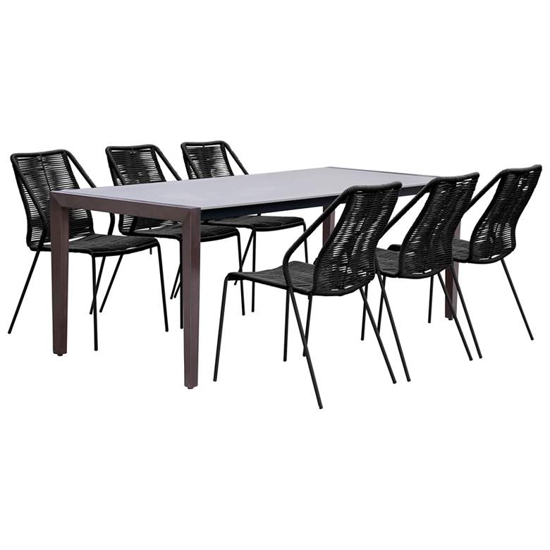 Image 1 Fineline and Clip Indoor Outdoor 7 Piece Dining Set in Eucalyptus and Rope