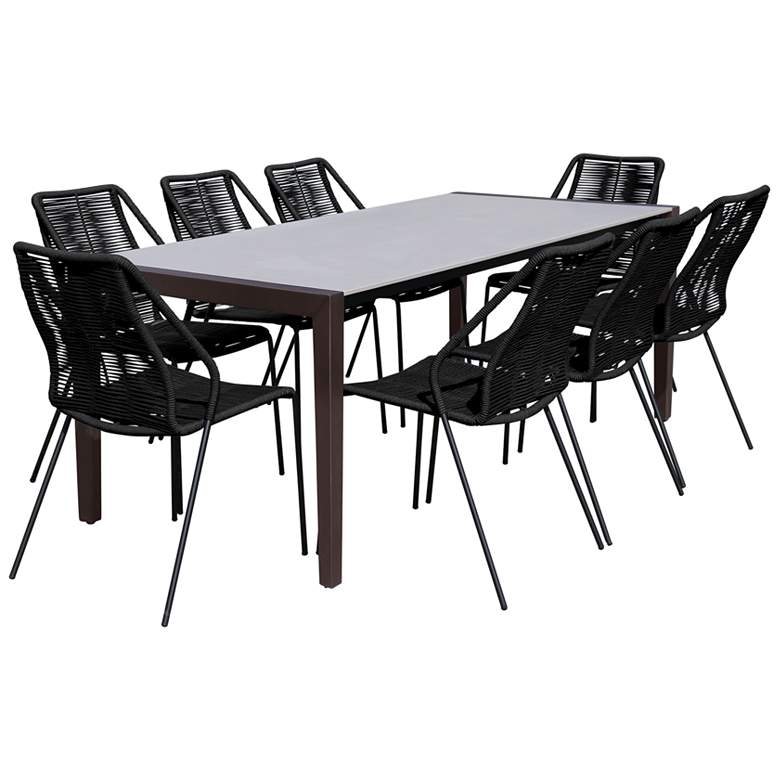 Image 1 Fineline and Clip Indoor Outdoor 9 Piece Dining Set in Eucalyptus and Rope