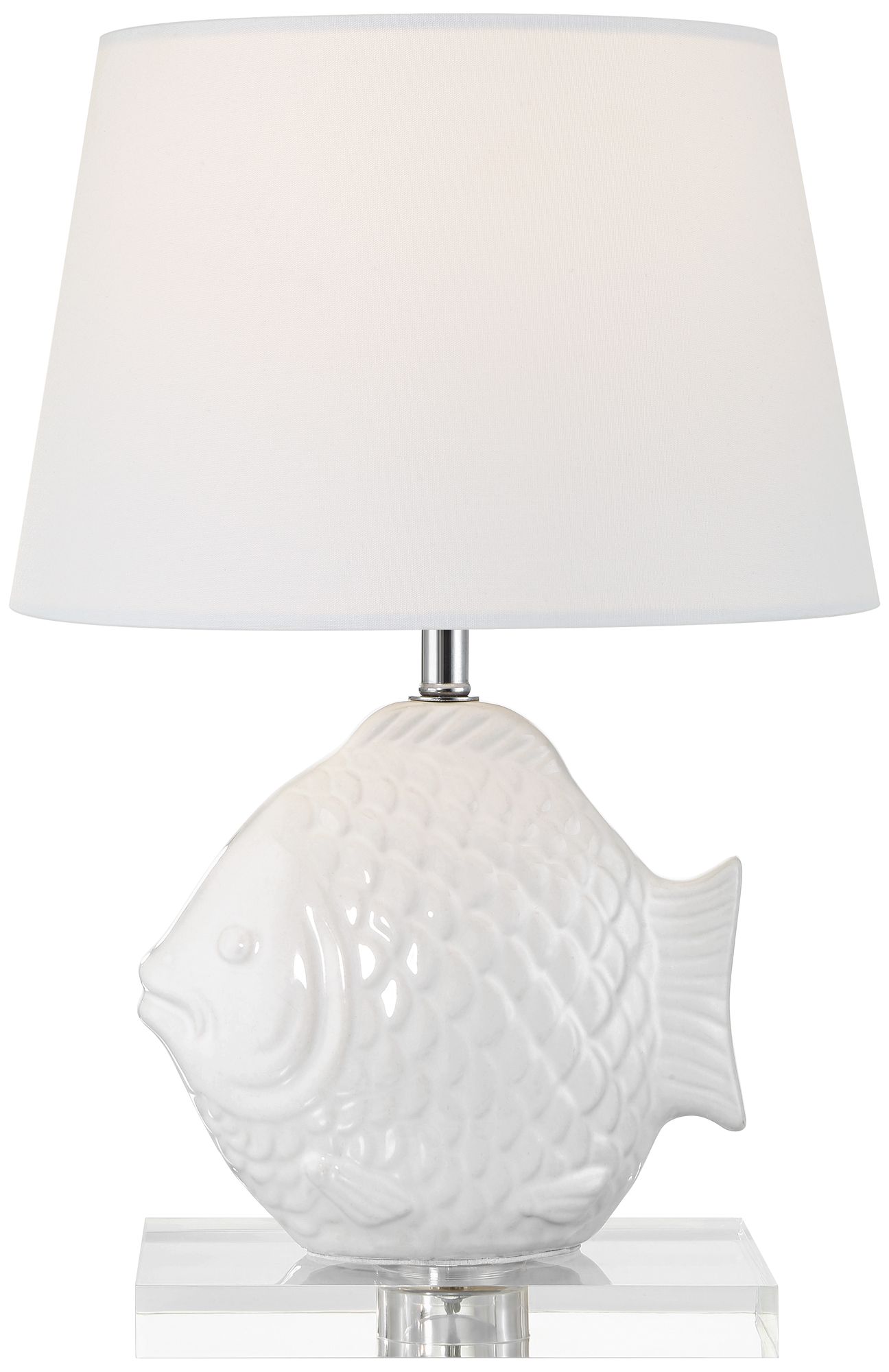 Image 3 Finely 13 1/2" High Tropical Fish White Ceramic Lamp