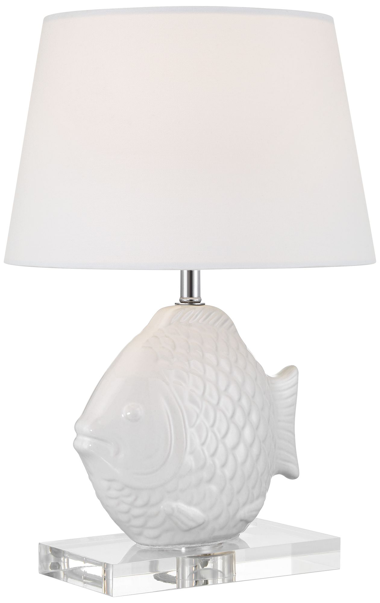 Finely 13 1/2" High Tropical Fish White Ceramic Lamp