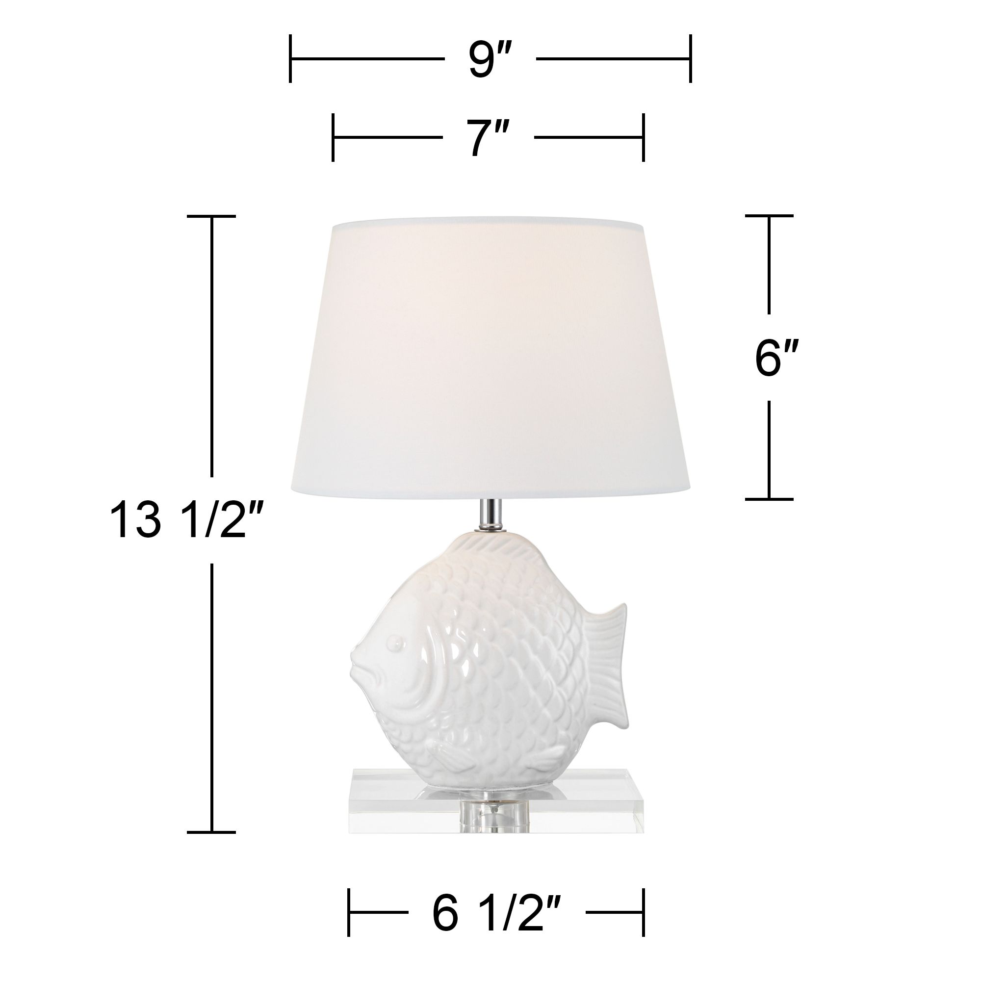 Finely 13 1/2" High Tropical Fish White Ceramic Lamp