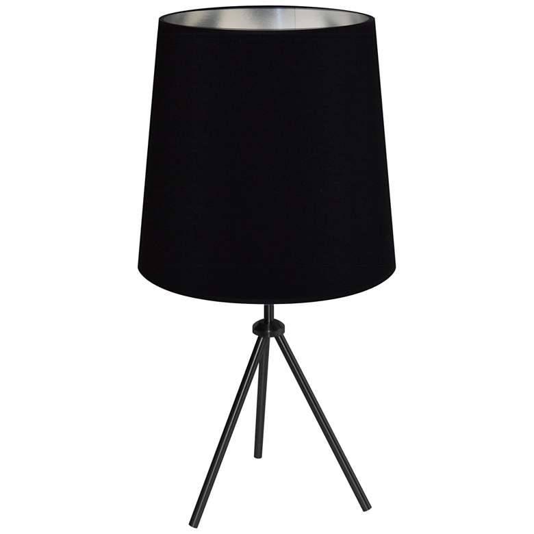 Image 1 Finesse 28 1/2 inch High Black Table Lamp with Black-Silver Shade