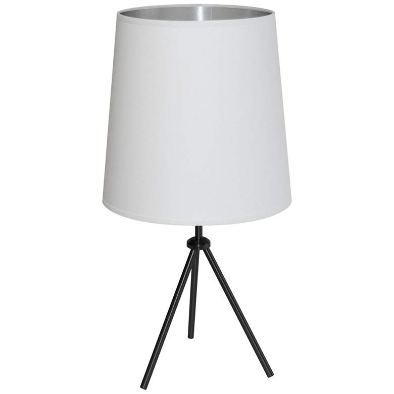Image 1 Finesse 28 1/2 inch High Black Table Lamp with White-Silver Shade