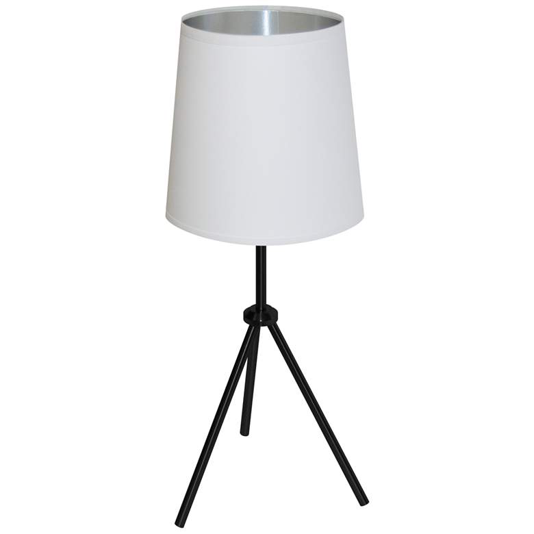 Image 1 Finesse 30" High Black Table Lamp with White-Silver Shade