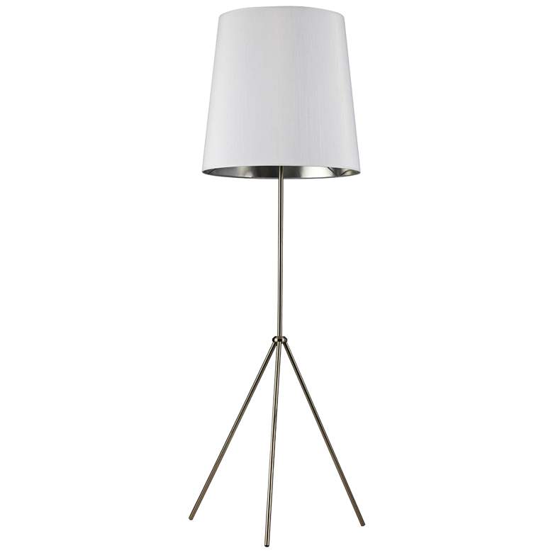 Image 1 Finesse 66 inch White and Satin Chrome Modern Tripod Floor Lamp