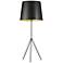 Finesse Matte Black Floor Lamp with Large Black-Gold Shade
