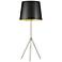 Finesse Satin Chrome Floor Lamp with Large Black-Gold Shade