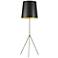 Finesse Satin Chrome Floor Lamp with Small Black-Gold Shade