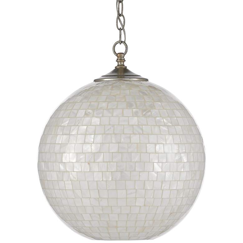 Image 1 Finhorn 15 3/4" Wide Antique Silver Leaf Pearl Pendant Light