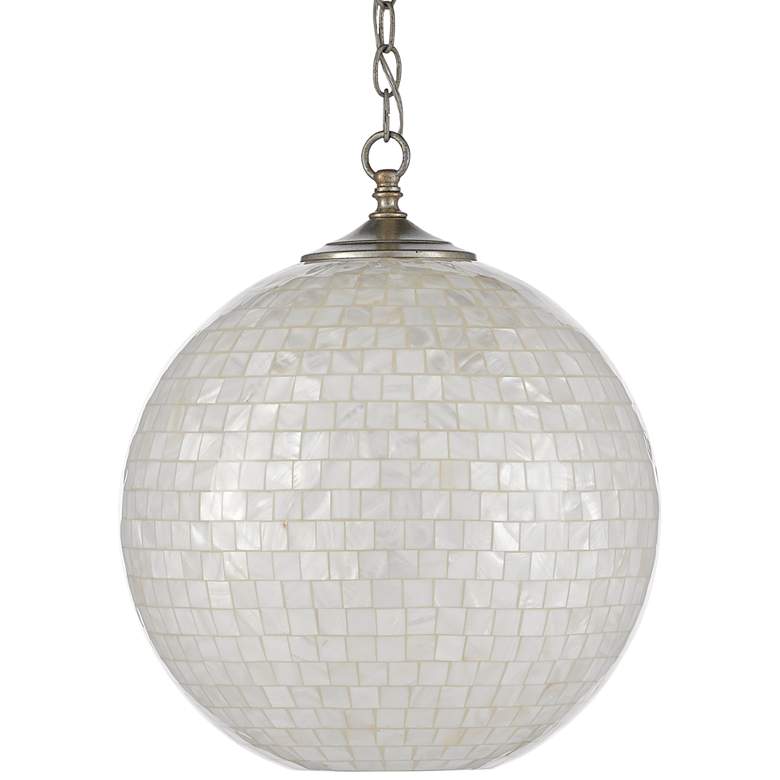 Image 1 Finhorn 15 3/4 inch Wide Antique Silver Leaf Pearl Pendant Light