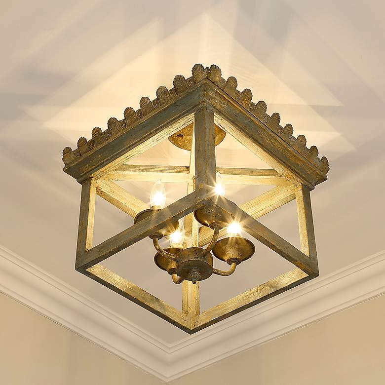 Image 5 Finley 16 1/2" Wide Vintage Sage 4-Light Ceiling Light more views