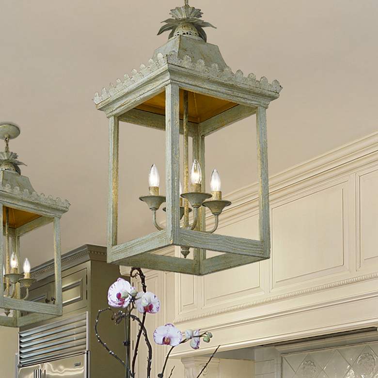 Image 1 Finley 16 1/4" Wide Vintage Sage 4-Light Lantern Pendant