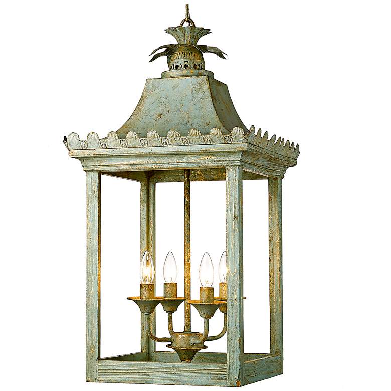 Image 3 Finley 16 1/4" Wide Vintage Sage 4-Light Lantern Pendant more views