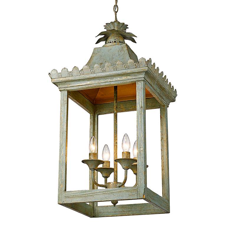 Image 4 Finley 16 1/4" Wide Vintage Sage 4-Light Lantern Pendant more views