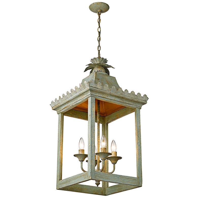 Image 5 Finley 16 1/4" Wide Vintage Sage 4-Light Lantern Pendant more views