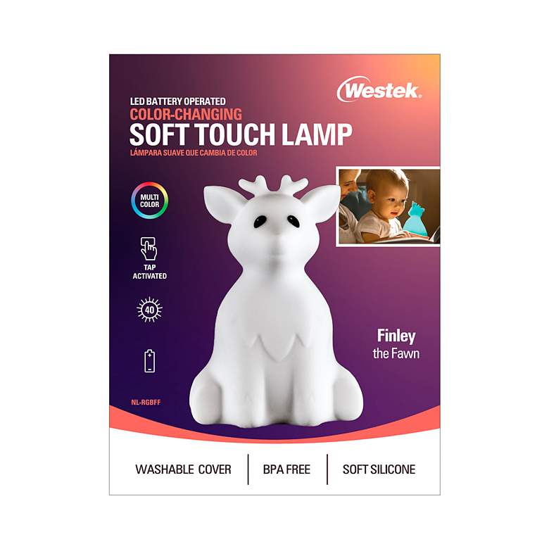 Image 2 Finley the Fawn 5 1/4" High White Color Changing Night Light more views