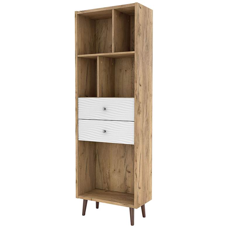 Image 2 Finn 23 1/2" Wide Light Oak Wood 2-Drawer Bookcase
