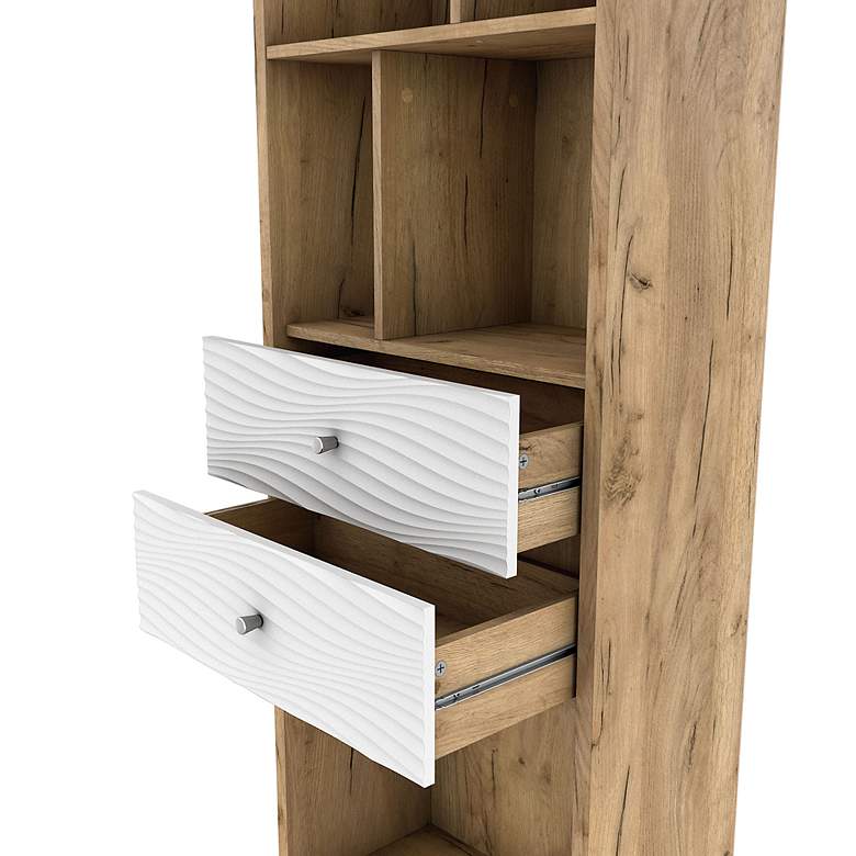 Image 5 Finn 23 1/2" Wide Light Oak Wood 2-Drawer Bookcase more views