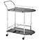 Finn 28 1/2" Wide Black Glass - Chrome Rolling Serving Cart