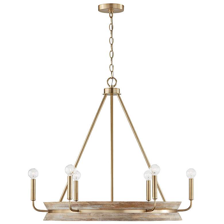 Image 2 Finn 31" Wide White Wash and Matte Brass 6-Light Chandelier