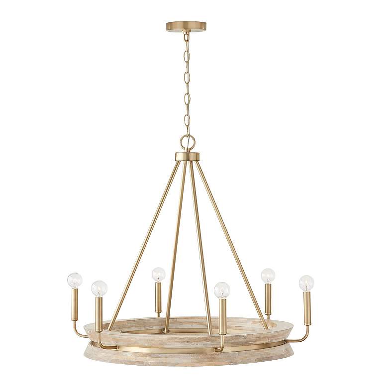 Image 3 Finn 31" Wide White Wash and Matte Brass 6-Light Chandelier more views