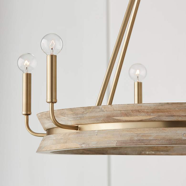 Image 4 Finn 31" Wide White Wash and Matte Brass 6-Light Chandelier more views