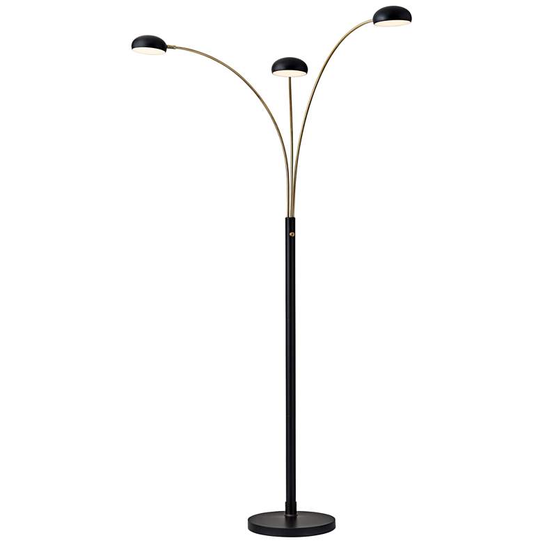 Image 1 Finn Black and Brass LED Arc Floor Lamp w/ Adjustable Shades