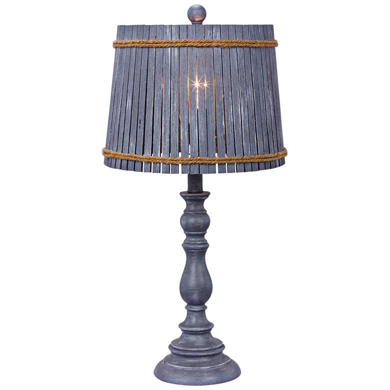 Image 1 Finn Gray Table Lamp with Drum Bamboo Shade