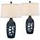 Finn Navy Blue Coastal Night Light Table Lamps Set of 2