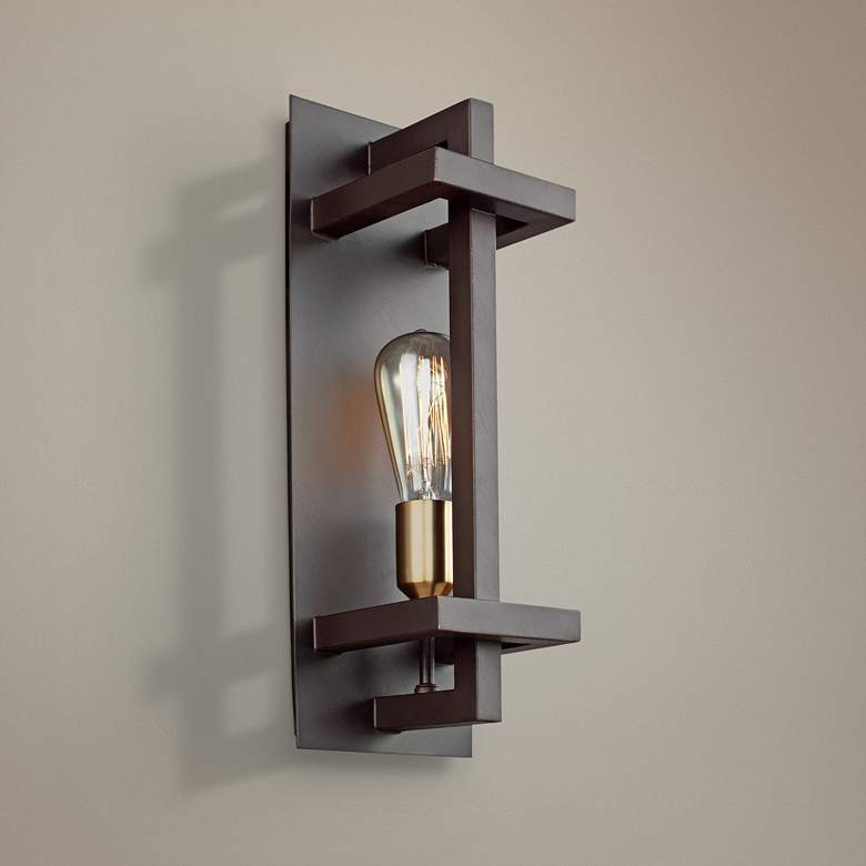 Image 1 Finnegan 17 inch High New World Bronze Wall Sconce