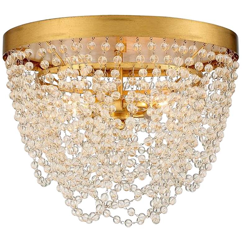 Image 2 Fiona 13 3/4 inchW Antique Gold and Glass Beads Ceiling Light