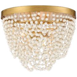 Fiona 13 3/4&quot;W Antique Gold and White Beads Ceiling Light