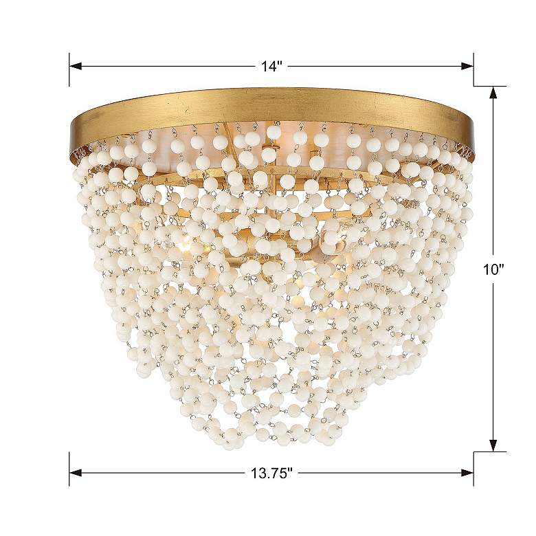 Image 6 Fiona 13 3/4"W Antique Gold and White Beads Ceiling Light more views