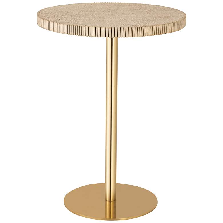 Image 3 Fiona 16" Wide Natural Marble Gold Iron Round Side Table