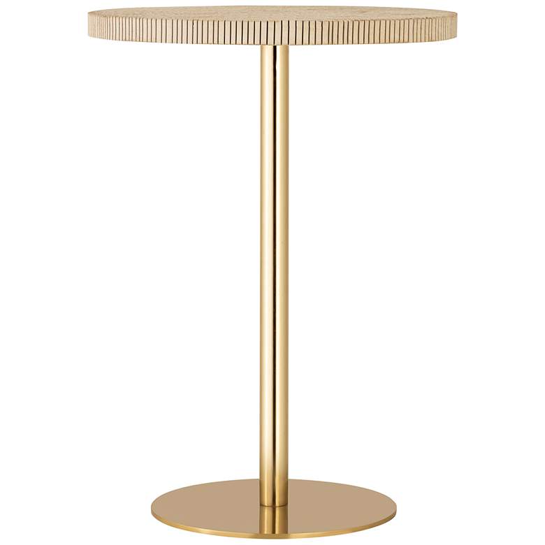 Image 5 Fiona 16" Wide Natural Marble Gold Iron Round Side Table more views